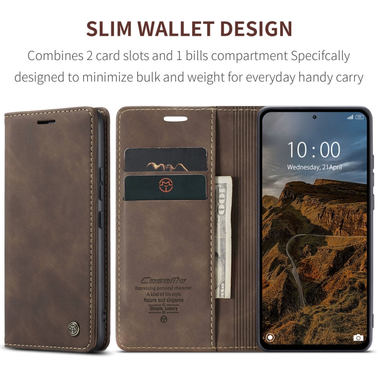 For Xiaomi Redmi Note 13 Pro 4G CaseMe 013 Multifunctional Horizontal Flip Leather Phone Case(Coffee) by CaseMe