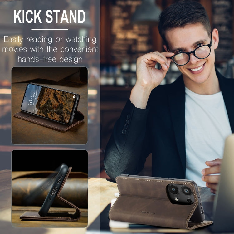 For Xiaomi Redmi Note 13 Pro 4G CaseMe 013 Multifunctional Horizontal Flip Leather Phone Case(Coffee) by CaseMe