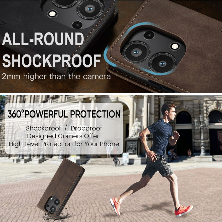 For Xiaomi Redmi Note 13 Pro 4G CaseMe 013 Multifunctional Horizontal Flip Leather Phone Case(Coffee) by CaseMe