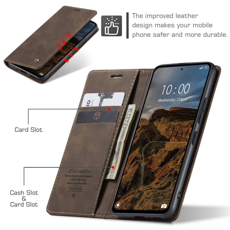 For Xiaomi Redmi Note 13 Pro 4G CaseMe 013 Multifunctional Horizontal Flip Leather Phone Case(Coffee) by CaseMe
