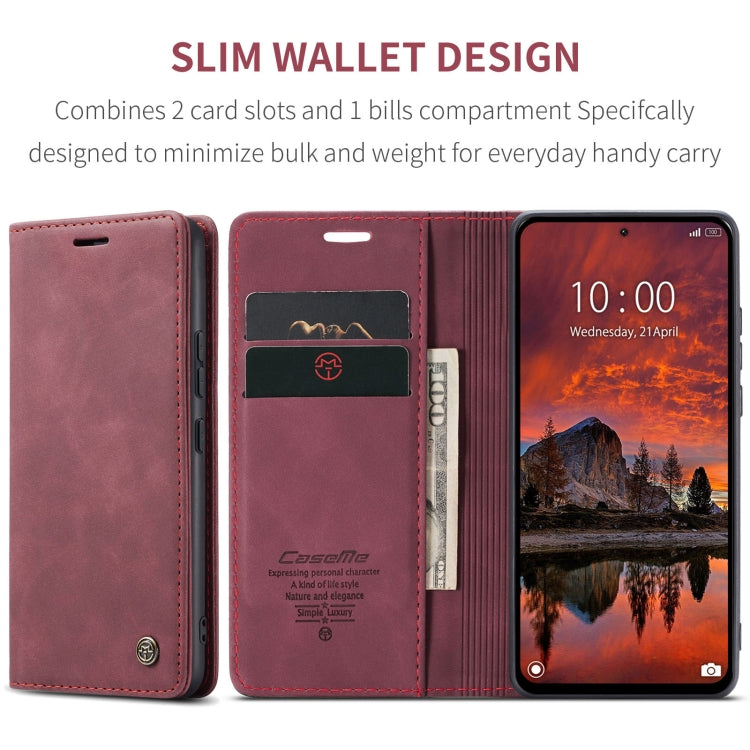 For Xiaomi Redmi Note 13 Pro 4G CaseMe 013 Multifunctional Horizontal Flip Leather Phone Case(Wine Red) by CaseMe