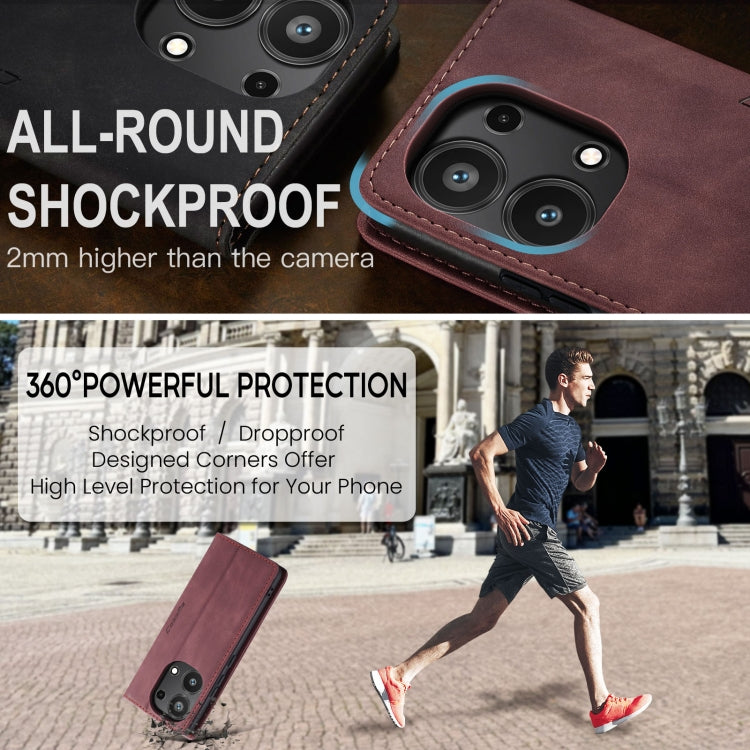 For Xiaomi Redmi Note 13 Pro 4G CaseMe 013 Multifunctional Horizontal Flip Leather Phone Case(Wine Red) by CaseMe