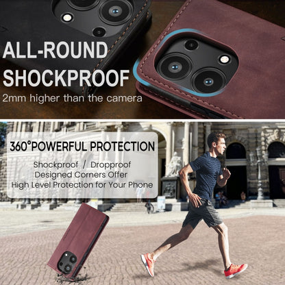 For Xiaomi Redmi Note 13 Pro 4G CaseMe 013 Multifunctional Horizontal Flip Leather Phone Case(Wine Red) by CaseMe