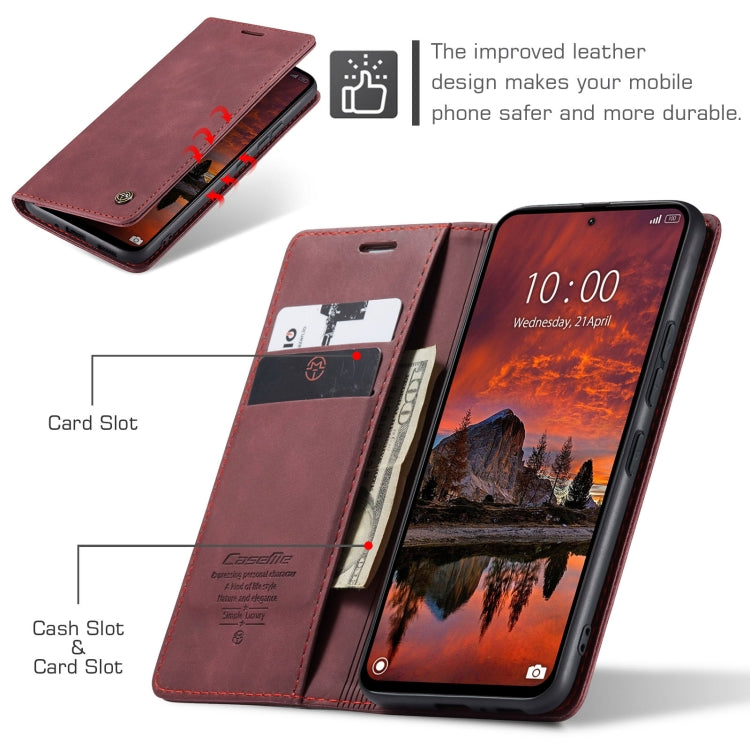 For Xiaomi Redmi Note 13 Pro 4G CaseMe 013 Multifunctional Horizontal Flip Leather Phone Case(Wine Red) by CaseMe