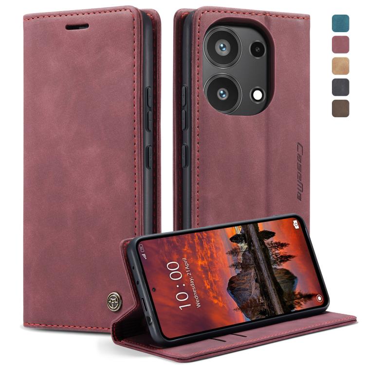 For Xiaomi Redmi Note 13 Pro 4G CaseMe 013 Multifunctional Horizontal Flip Leather Phone Case(Wine Red) by CaseMe