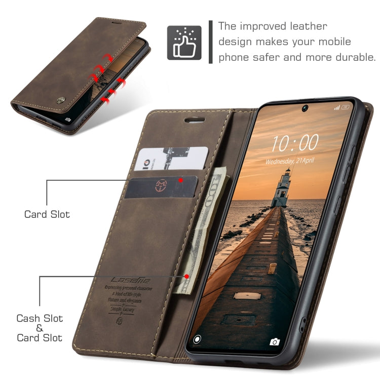 For Xiaomi Redmi Note 13 Pro 5G CaseMe 013 Multifunctional Horizontal Flip Leather Phone Case(Coffee) by CaseMe