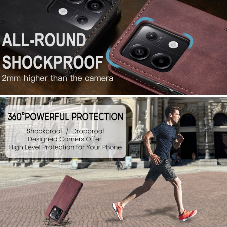 For Xiaomi Redmi Note 13 Pro 5G CaseMe 013 Multifunctional Horizontal Flip Leather Phone Case(Wine Red) by CaseMe
