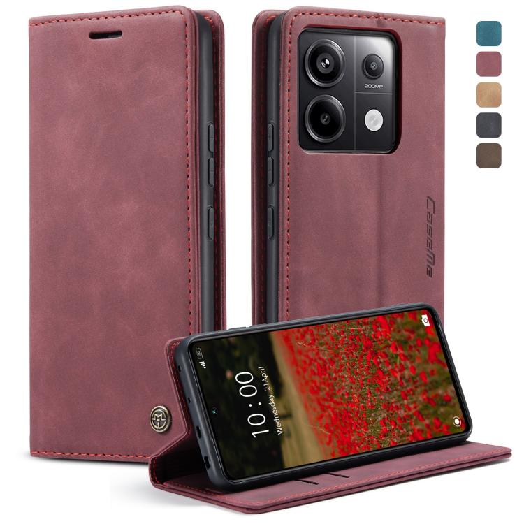 For Xiaomi Redmi Note 13 Pro 5G CaseMe 013 Multifunctional Horizontal Flip Leather Phone Case(Wine Red) by CaseMe