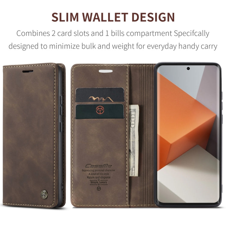 For Xiaomi Redmi Note 13 Pro+ CaseMe 013 Multifunctional Horizontal Flip Leather Phone Case(Coffee) by CaseMe