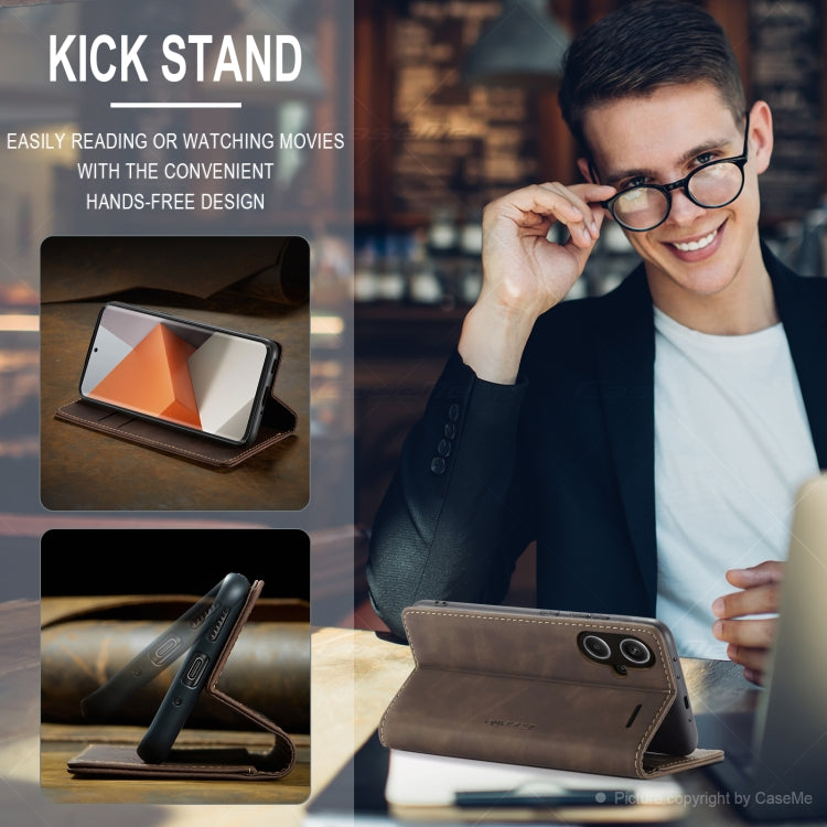 For Xiaomi Redmi Note 13 Pro+ CaseMe 013 Multifunctional Horizontal Flip Leather Phone Case(Coffee) by CaseMe