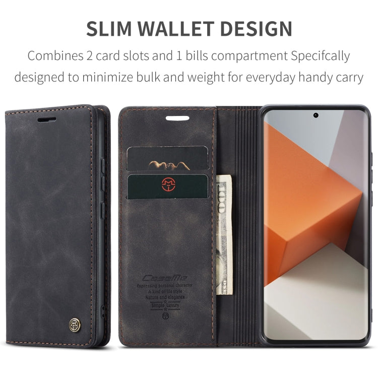 For Xiaomi Redmi Note 13 Pro+ CaseMe 013 Multifunctional Horizontal Flip Leather Phone Case(Black) by CaseMe