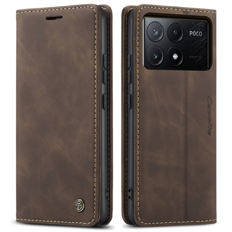 For Xiaomi Poco X6 Pro CaseMe 013 Multifunctional Horizontal Flip Leather Phone Case(Coffee) by CaseMe