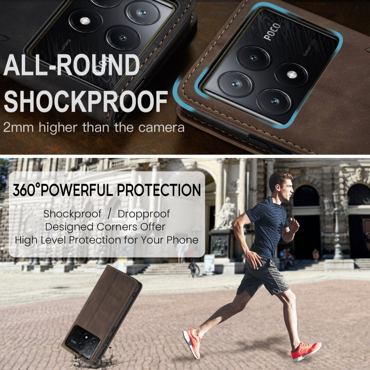 For Xiaomi Poco X6 Pro CaseMe 013 Multifunctional Horizontal Flip Leather Phone Case(Coffee) by CaseMe