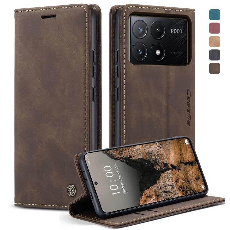 For Xiaomi Poco X6 Pro CaseMe 013 Multifunctional Horizontal Flip Leather Phone Case(Coffee) by CaseMe