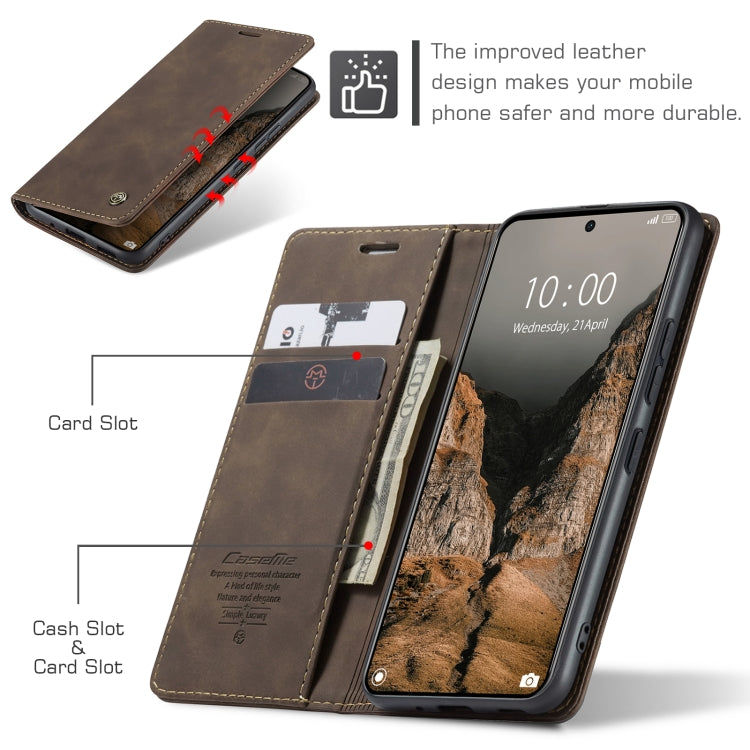 For Xiaomi Poco X6 Pro CaseMe 013 Multifunctional Horizontal Flip Leather Phone Case(Coffee) by CaseMe