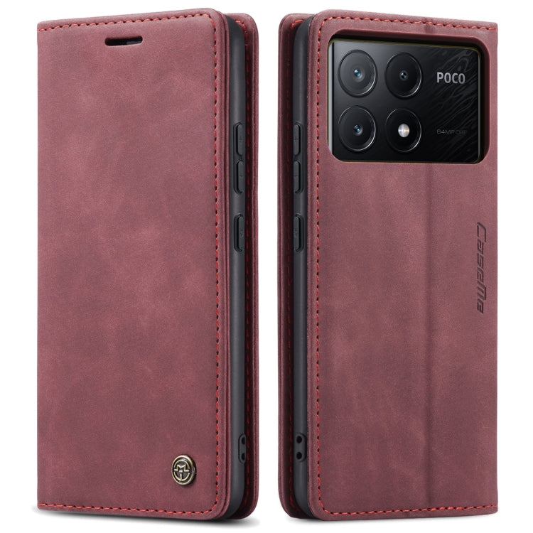 For Xiaomi Poco X6 Pro CaseMe 013 Multifunctional Horizontal Flip Leather Phone Case(Wine Red) by CaseMe