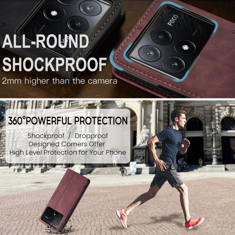 For Xiaomi Poco X6 Pro CaseMe 013 Multifunctional Horizontal Flip Leather Phone Case(Wine Red) by CaseMe