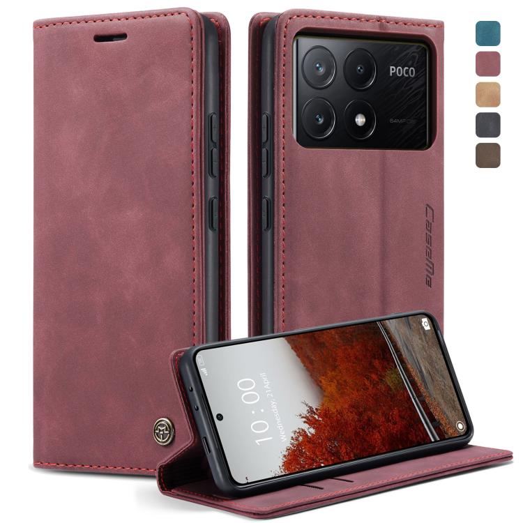 For Xiaomi Poco X6 Pro CaseMe 013 Multifunctional Horizontal Flip Leather Phone Case(Wine Red) by CaseMe