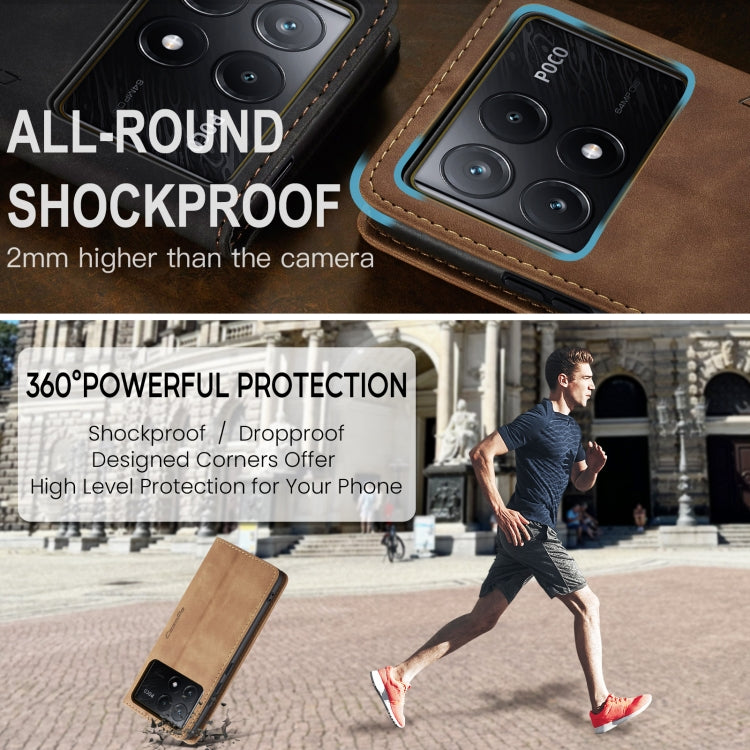 For Xiaomi Poco X6 Pro CaseMe 013 Multifunctional Horizontal Flip Leather Phone Case(Brown) by CaseMe