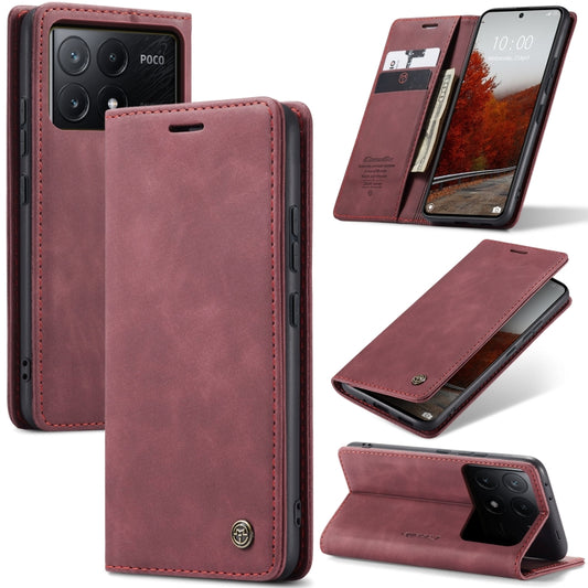 For Xiaomi Redmi K70E 5G CaseMe 013 Multifunctional Horizontal Flip Leather Phone Case(Wine Red) - K70E Cases by CaseMe | Online Shopping UK | buy2fix