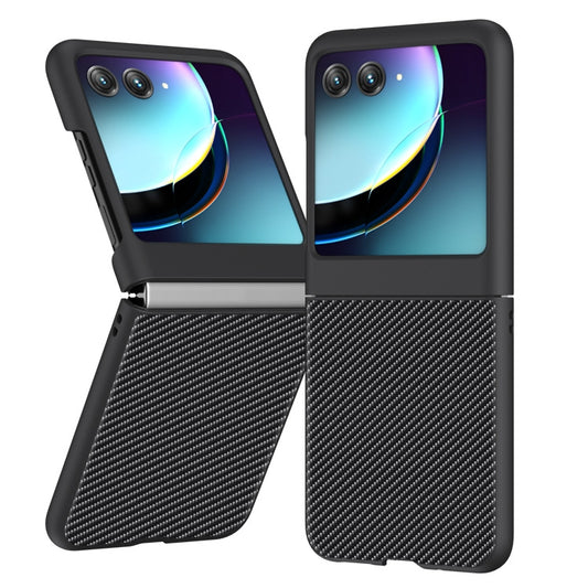 For Motorola Razr 40 Ultra Ultra-thin Carbon Fiber Texture Printing Phone Case(Black) by buy2fix