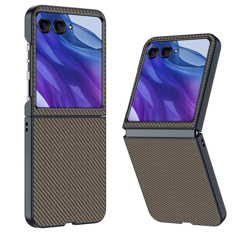 For Motorola Razr 50 Ultra Ultra-thin Carbon Fiber Texture Printing Phone Case(Gold) by buy2fix