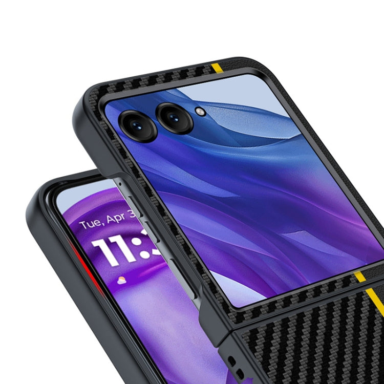 For Motorola Razr 50 Ultra Ultra-thin Carbon Fiber Texture Printing Phone Case(Gold) by buy2fix