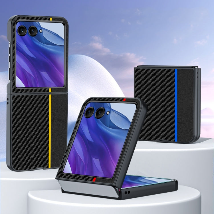 For Motorola Razr 50 Ultra Ultra-thin Carbon Fiber Texture Printing Phone Case(Black Red) by buy2fix