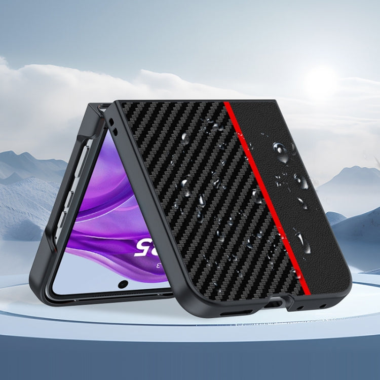 For Motorola Razr 50 Ultra Ultra-thin Carbon Fiber Texture Printing Phone Case(Black Red) by buy2fix