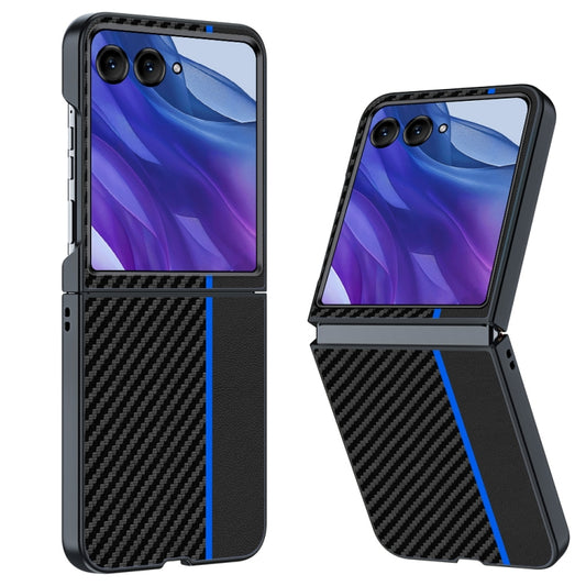 For Motorola Razr 50 Ultra Ultra-thin Carbon Fiber Texture Printing Phone Case(Black Blue) by buy2fix