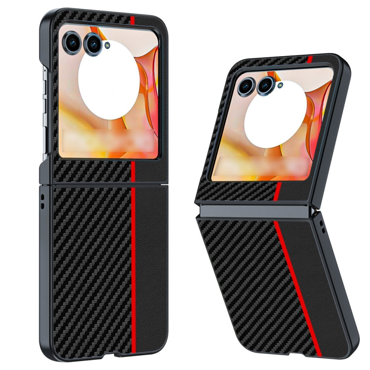 For Motorola Razr 50 / Razr 60 Ultra-thin Carbon Fiber Texture Printing Phone Case(Black Red) by buy2fix