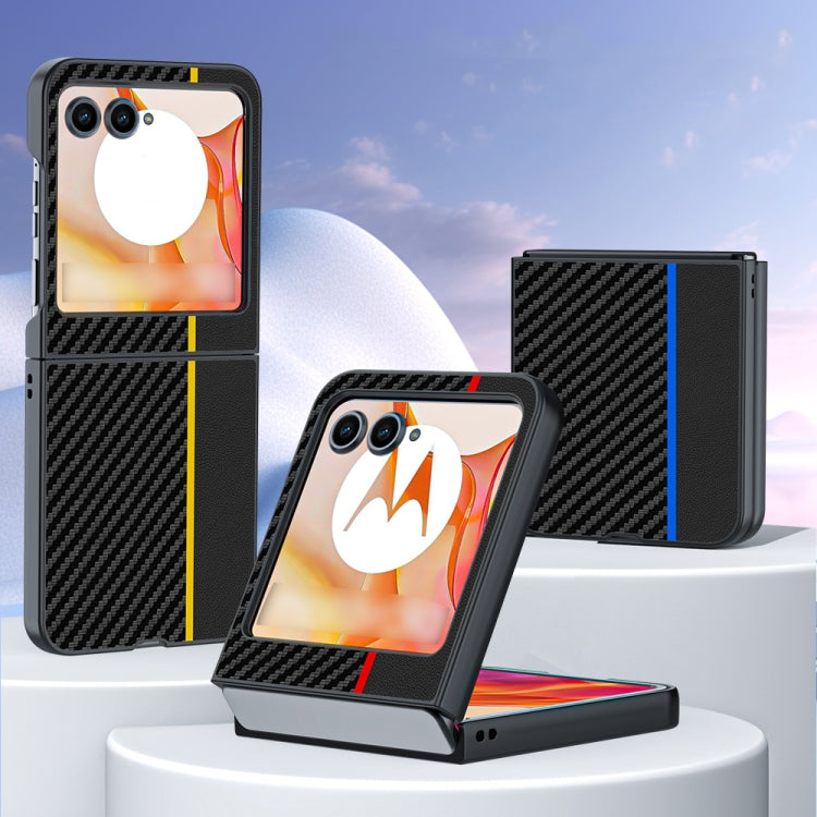 For Motorola Razr 50 / Razr 60 Ultra-thin Carbon Fiber Texture Printing Phone Case(Black Red) by buy2fix