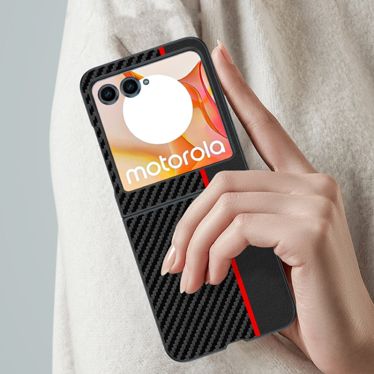 For Motorola Razr 50 / Razr 60 Ultra-thin Carbon Fiber Texture Printing Phone Case(Black Red) by buy2fix