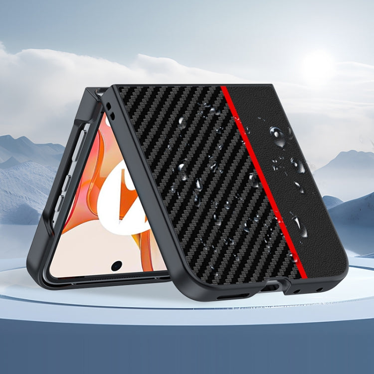 For Motorola Razr 50 / Razr 60 Ultra-thin Carbon Fiber Texture Printing Phone Case(Black Red) by buy2fix