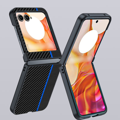 For Motorola Razr 50 / Razr 60 Ultra-thin Carbon Fiber Texture Printing Phone Case(Black Blue) by buy2fix