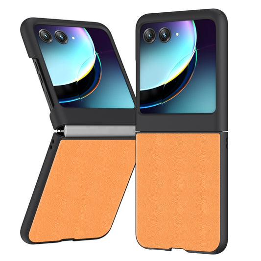 For Motorola Razr 40 Ultra Ultra-thin Plain Skin Leather Phone Case(Orange) by buy2fix
