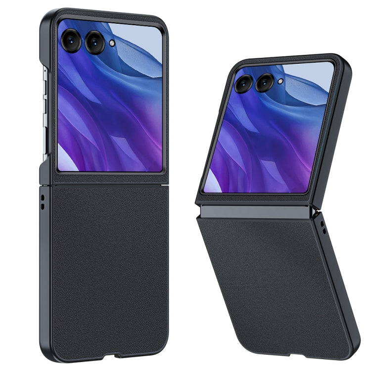 For Motorola Razr 50 Ultra Ultra-thin Plain Skin Leather Phone Case(Black) by buy2fix