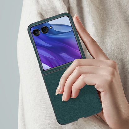 For Motorola Razr 50 Ultra Ultra-thin Plain Skin Leather Phone Case(Green) by buy2fix