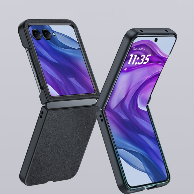 For Motorola Razr 50 Ultra Ultra-thin Plain Skin Leather Phone Case(Green) by buy2fix