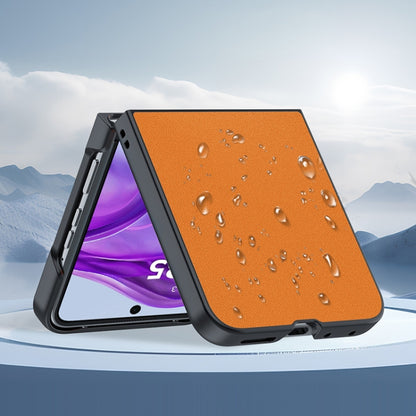 For Motorola Razr 50 Ultra Ultra-thin Plain Skin Leather Phone Case(Orange) by buy2fix