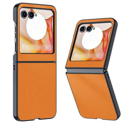 For Motorola Razr 50 / Razr 60 Ultra-thin Plain Skin Leather Phone Case(Orange) by buy2fix