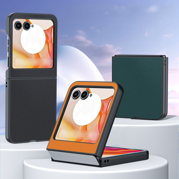 For Motorola Razr 50 / Razr 60 Ultra-thin Plain Skin Leather Phone Case(Orange) by buy2fix