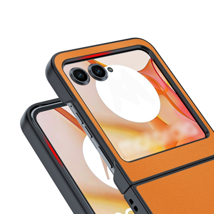For Motorola Razr 50 / Razr 60 Ultra-thin Plain Skin Leather Phone Case(Orange) by buy2fix