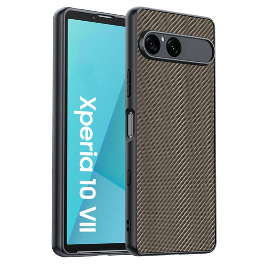 For Sony Xperia 10 VII Ultra-thin Carbon Fiber Texture Printing Phone Case(Gold)