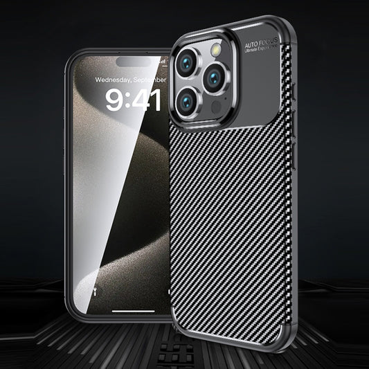 For iPhone 16 Pro Carbon Fiber Texture Shockproof TPU Phone Case(Black) by buy2fix