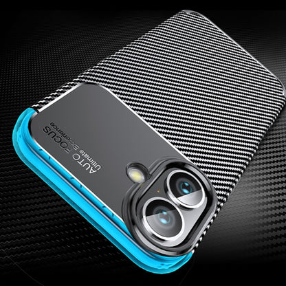 For iPhone 16 Plus Carbon Fiber Texture Shockproof TPU Phone Case(Black) - iPhone 16 Plus Cases by buy2fix | Online Shopping UK | buy2fix