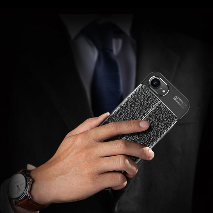 For iPhone 16e Litchi Texture Shockproof TPU Phone Case(Black) by buy2fix