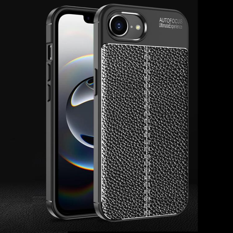 For iPhone 16e Litchi Texture Shockproof TPU Phone Case(Black) by buy2fix