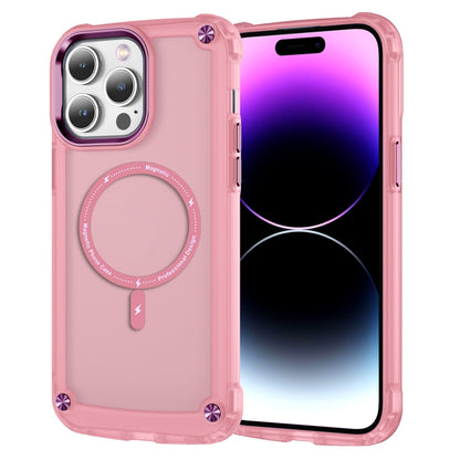 For iPhone 14 Pro Skin Feel TPU + PC MagSafe Magnetic Phone Case(Transparent Pink) - iPhone 14 Pro Cases by buy2fix | Online Shopping UK | buy2fix