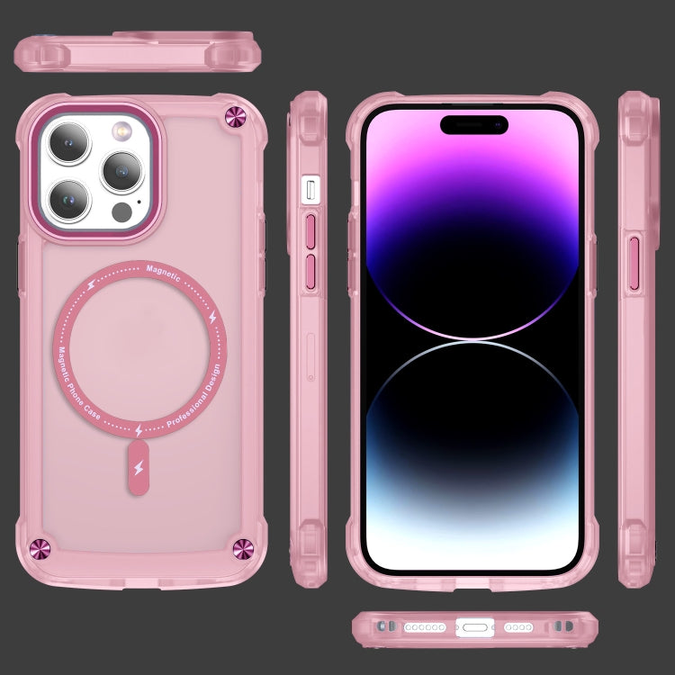 For iPhone 14 Pro Skin Feel TPU + PC MagSafe Magnetic Phone Case(Transparent Pink) - iPhone 14 Pro Cases by buy2fix | Online Shopping UK | buy2fix